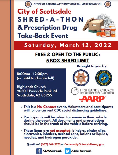 Free Document ShredAThon & Prescription Drug TakeBack Community